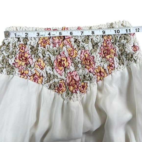 FREE PEOPLE Augusta Floral Skirt XS Embroidered Lace Ivory Boho Prairie Midi - Picture 10 of 13